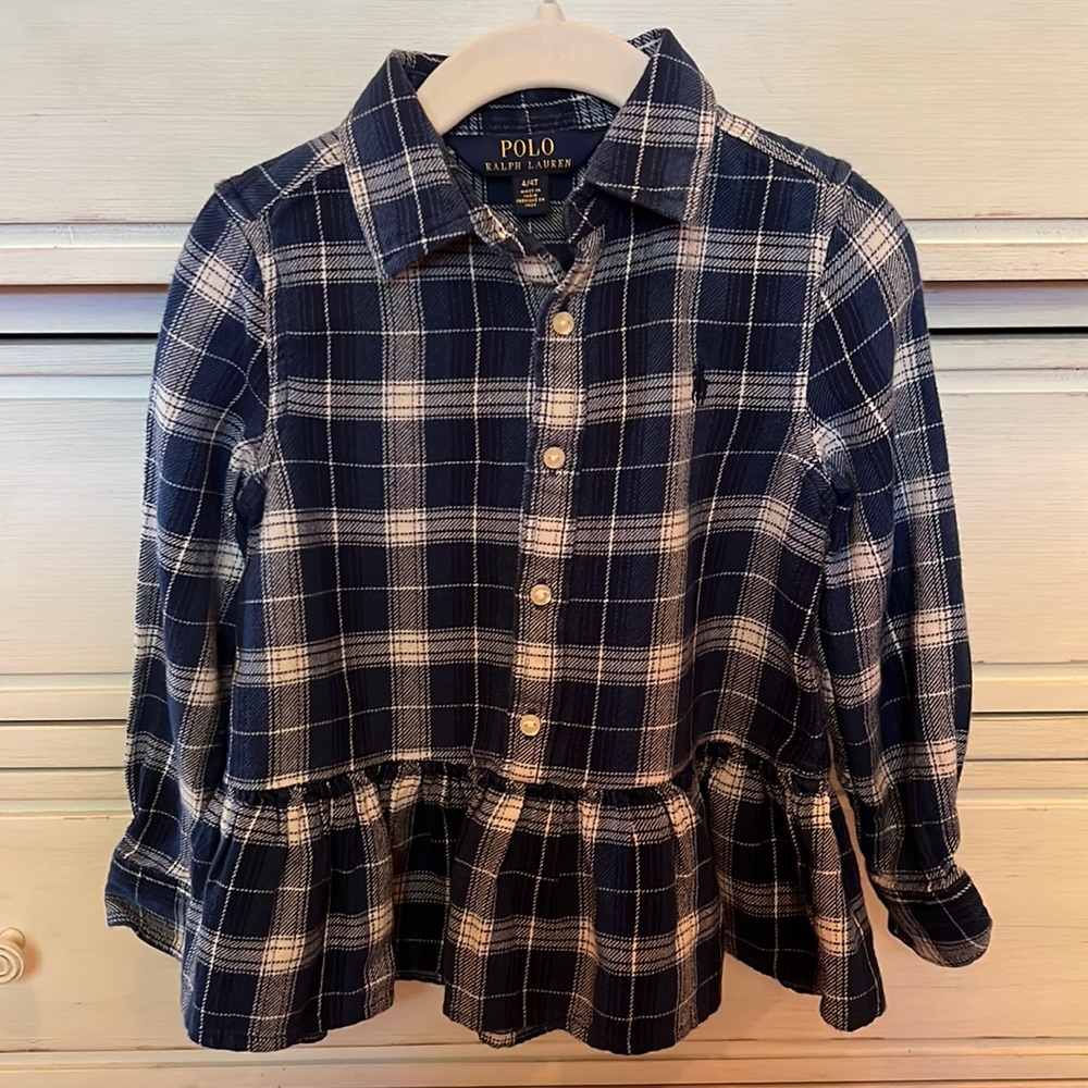 Polo Ralph Lauren Peplum-Hem Buttoned Plaid Shirt